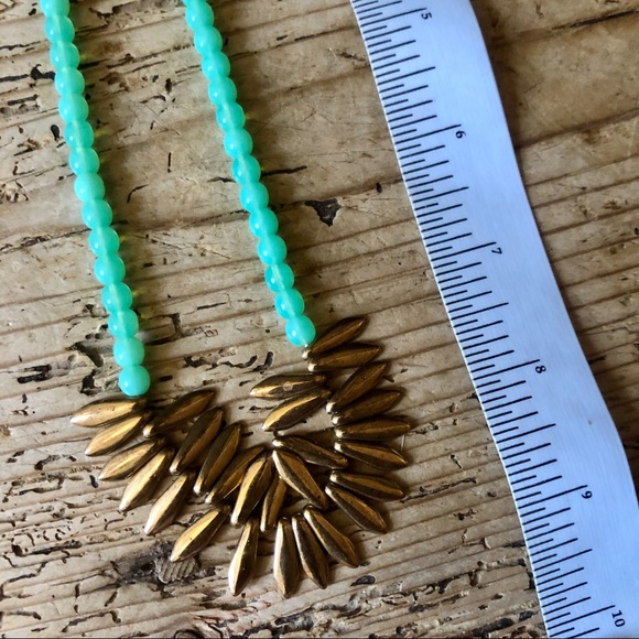 NEW Turquoise Gold Beaded Statement Necklace Flauxy Artist Made Layering Piece - Picture 12 of 12